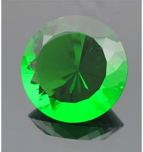 80mm हरी बड़ा क्रिस्टल ग्लास हीरा Paperweight सजावटी हीरे की सजावट के लिए शादी क्रिस्टल हीरे