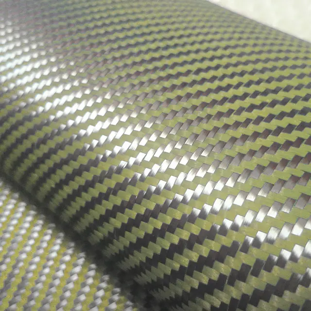3K Carbon/yellow Colorful Aramid Fiber Fabric Twill