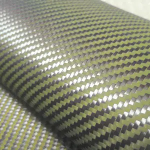 3K Carbon/yellow Colorful Aramid Fiber Fabric Twill