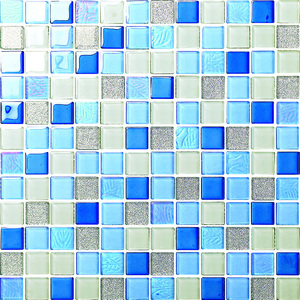 Carrelage de sol et mur en mosaïque de bleu et blanc, noir et bleu, pour la piscine - Product Image 5