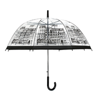 Haute Qualité Transparent Clair Dôme Parapluie Personnalisé Imprimé POE Dentelle Ouverture Manuelle Voyage D'affaires Protection Contre La Pluie Moderne