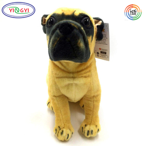 D954 venta al por mayor personalizado ODM OEM sentado perro grande animal de peluche CPSIA peluche Pug piel sintética vívida perro flexible juguetes de peluche Pug de peluche - Product Image 4