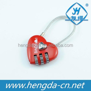 YH1244 Belle en forme de coeur rouge serrure à combinaison avec câble