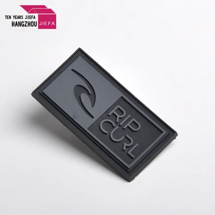 High quality custom embossed 3D Brand Logo rubber silicone shoes clothing hat private PVC patch label/black rubber label