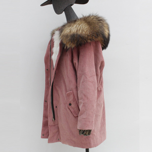 <strong>Woman</strong> Latest Fashion Winter Sheep Fur or Fox Fur Lining <strong>Corduroy</strong> <strong>Jacket</strong> 2018 Fashion Style Fur Parka - Product Image 4