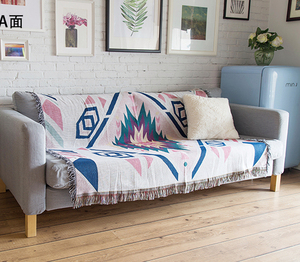 Custom Pattern and Size Geometric Cotton Polyester Jacquard <strong>Woven</strong> Sofa Throws <strong>Blanket</strong> - Product Image 3
