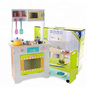 Set Mainan Dapur Kayu untuk Anak, Set Permainan Dapur Kayu dengan Alat Masak dan Pemotong Buah Kayu WKT005 2021