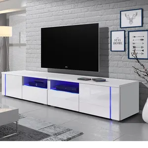 Mueble de TV LED moderno mueble de lujo mueble de TV blanco soporte de TV con luces LED muebles de sala de estar