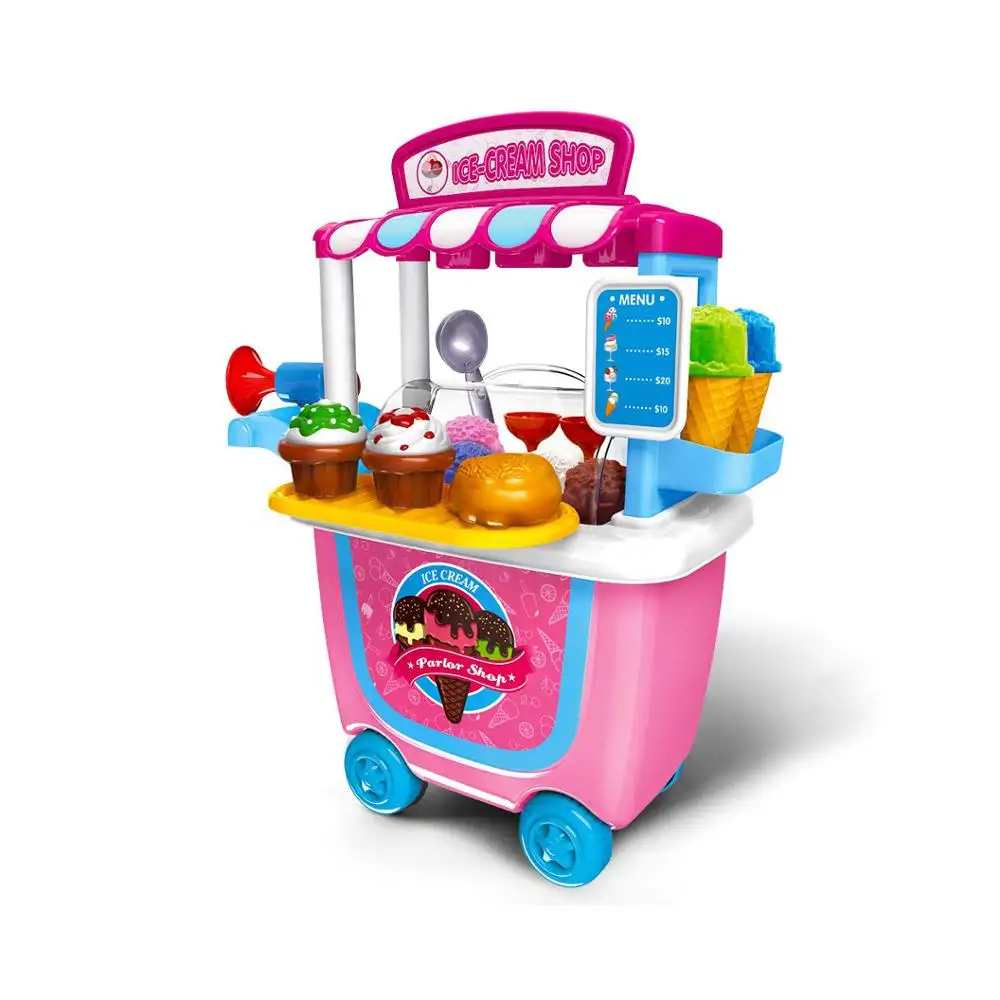 Ice Cream Cart Play Set, (31 pcs) Pretend Food Play Set for Kids Activity & Early Development Education