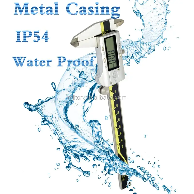 فرجار رنية رقمي 0-150 مللي متر 6 بوصة IP54, غلاف معدني مقاوم للماء ، فرجار رنية رقمي