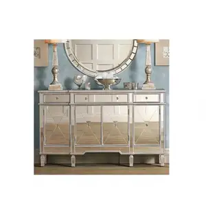 Pasokan Pabrik Berlian Hitam Kristal Nightstand Mirrored Console