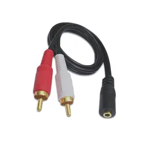 Groothandel 2rca vrouwelijke mannelijke kabel-3.5mm Stereo Vrouwelijke Jack Naar 2RCA Man Plug cord Adapter Hoofdtelefoon Y Splitter Audio Kabel
