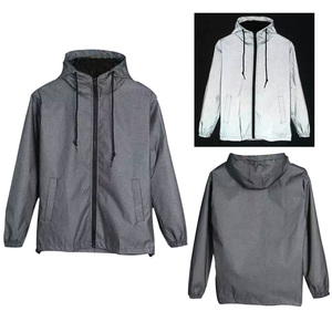 Woman Night Outdoor Athletic Safety Bekleidung Tops Grau Hi Vis Reflective Trim Sport Hoodie Jacken zum Laufen Joggen Reiten - Product Image 6