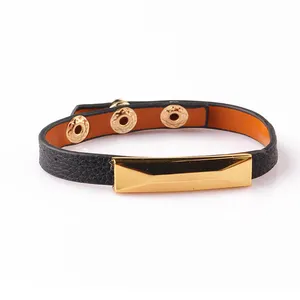 2017 haute qualité en acier inoxydable fermoir de mode véritable bracelet en cuir bracelet