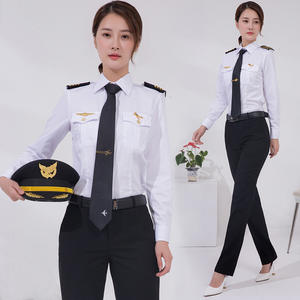 Camisa de Piloto de Manga Larga de Algodón y Poliéster para Mujer, Uniforme de Aviación - Product Image 3