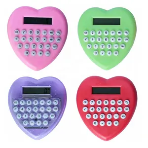 Mini Promotional Gift Colorful Plastic Keyboard Heart Shape 8-Digit Pocket Calculator