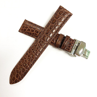 Bracelet de montre en cuir de crocodile véritable avec fermoir papillon