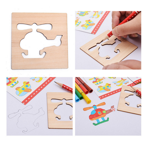 激光切割板木制绘画模板套装儿童绘画玩具涂鸦彩色填充游戏DIY儿童绘画模板 - Product Image 2