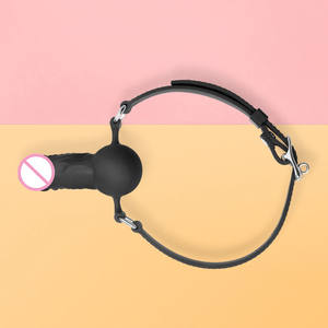 BDSMフェチプレジャープレイ大人のおもちゃをプレイするカップルのためのペニス付きシリコンマウスギャグ - Product Image 3