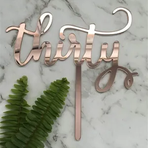 Rose Gold Acrylic Bánh Sinh Nhật Topper Tùy Chỉnh Khác Nhau Số Acrylic Bánh Sinh Nhật Topper