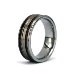 8mm Genuine Wood Inlay with CUSTOM INSIDE Engraving Tungsten Ring