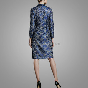 Nuevo estilo de invierno mujer manga larga <span class=keywords><strong>vestido</strong></span> de jacquard elegante <span class=keywords><strong>oficina</strong></span> <span class=keywords><strong>vestido</strong></span> de las mujeres de estilo europeo - Product Image 4