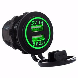 12V coche motocicleta 3.1A enchufe cargador USB Dual con luz LED roja - Product Image 3