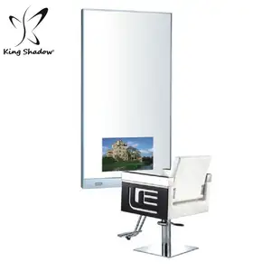 Hair Salon mirror station barber tv mirror with LED light for sale