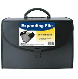 21-Pocket Poly Expanding File with Handle, Office stationery folder Includes Tabs, Locking Closure, Legal Size