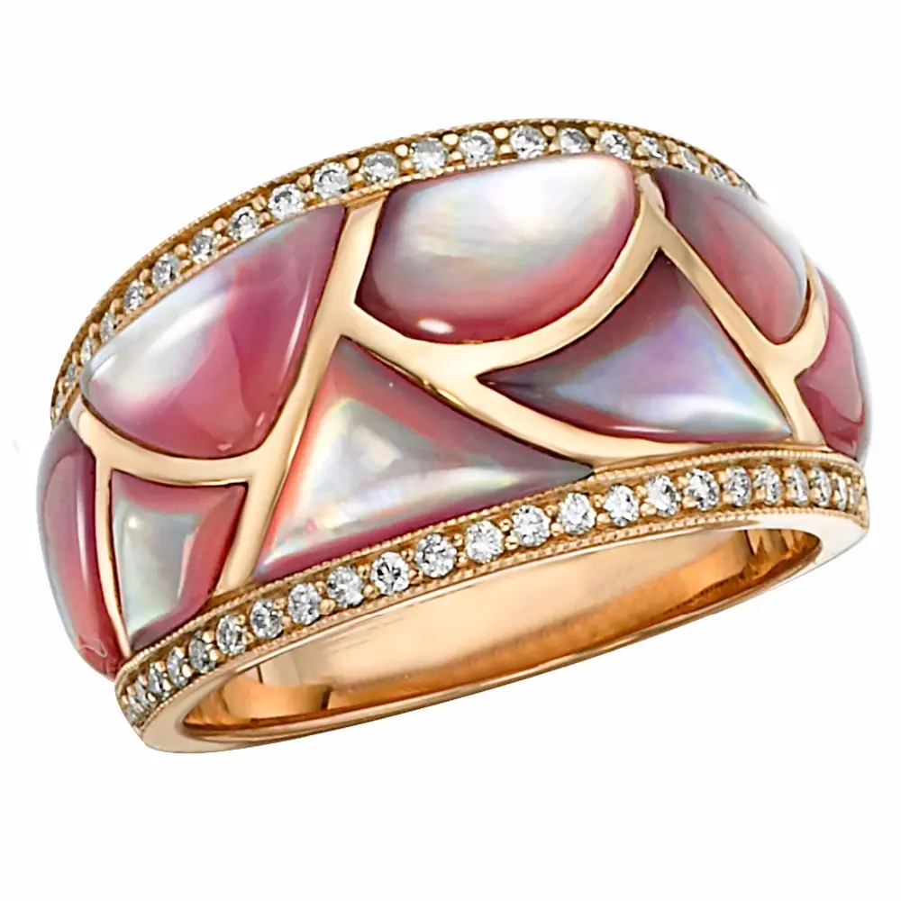 Terbaru Cincin Pertunangan Berlian Imitasi Perak Mutiara Ibu Antik Perhiasan Alat Pel Band dengan Mutiara Air Tawar DR032776R
