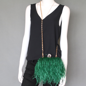 <span class=keywords><strong>Bolso</strong></span> de mano con correa de pelo de avestruz, <span class=keywords><strong>bolso</strong></span> de mano para <span class=keywords><strong>fiesta</strong></span>, pluma, estilo moderno - Product Image 4