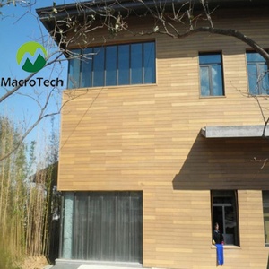 Revêtement mural extérieur en <span class=keywords><strong>bois</strong></span> composite WPC texturé teck, anti-UV, imperméable, ignifuge et écologique - Product Image 4