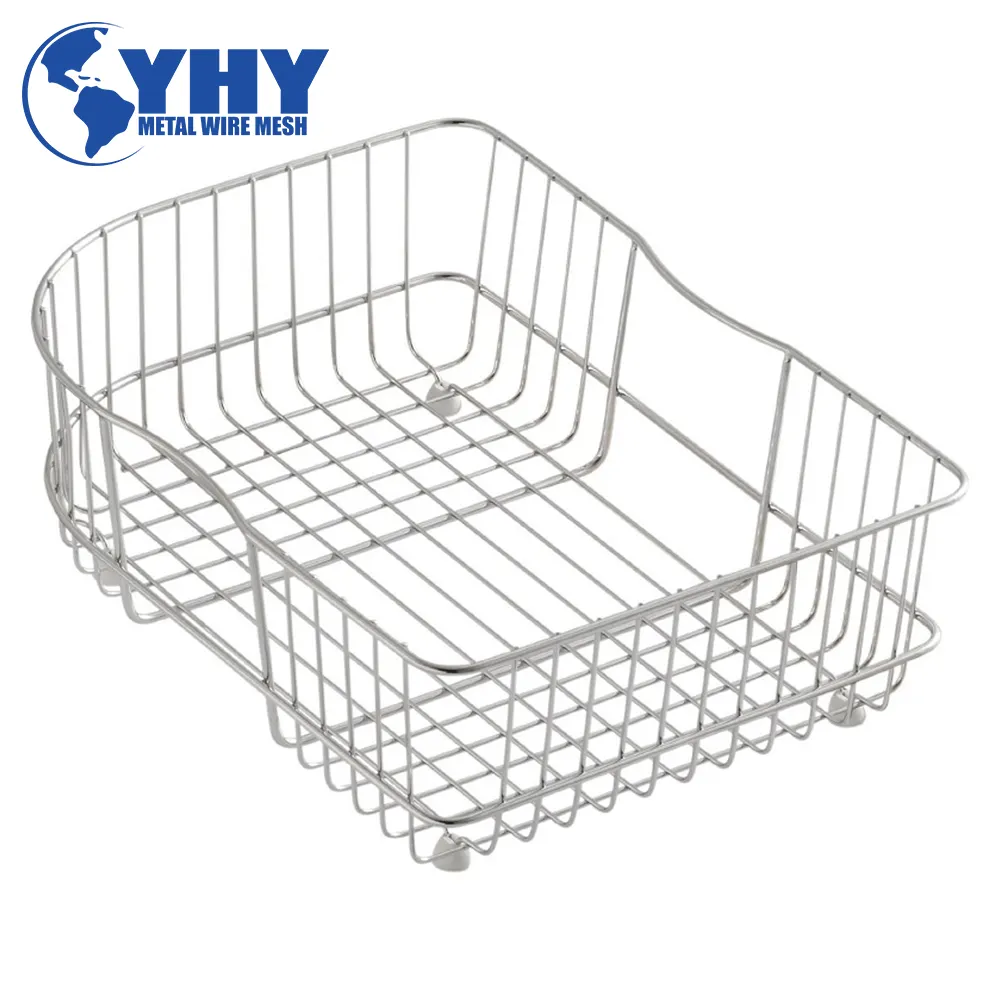 shallow stainless steel wire mesh basket