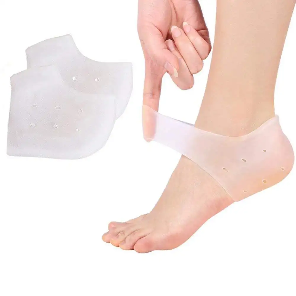 Protetor de silicone para calcanhar, meias de gel para cuidados com o calcanhar, almofada para proteção do calcanhar