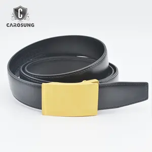 शानदार कस्टम लोगो 35 मिमी गोल्डन स्टेनलेस स्टील स्वचालित खाली बकल रैचट बेल्ट पुरुषों के लिए - Product Image 1