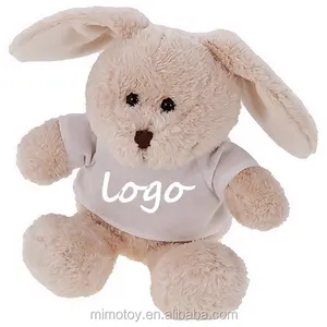 Brand LOGO Beige Rabbit Plush Toy With T shirts CE Certification Custom Easter Gift Long Ear Stuffed Animal Soft Plush Bunny