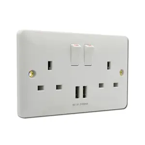 Smart socket with 2 gang switch and USB port and British wall socket switch