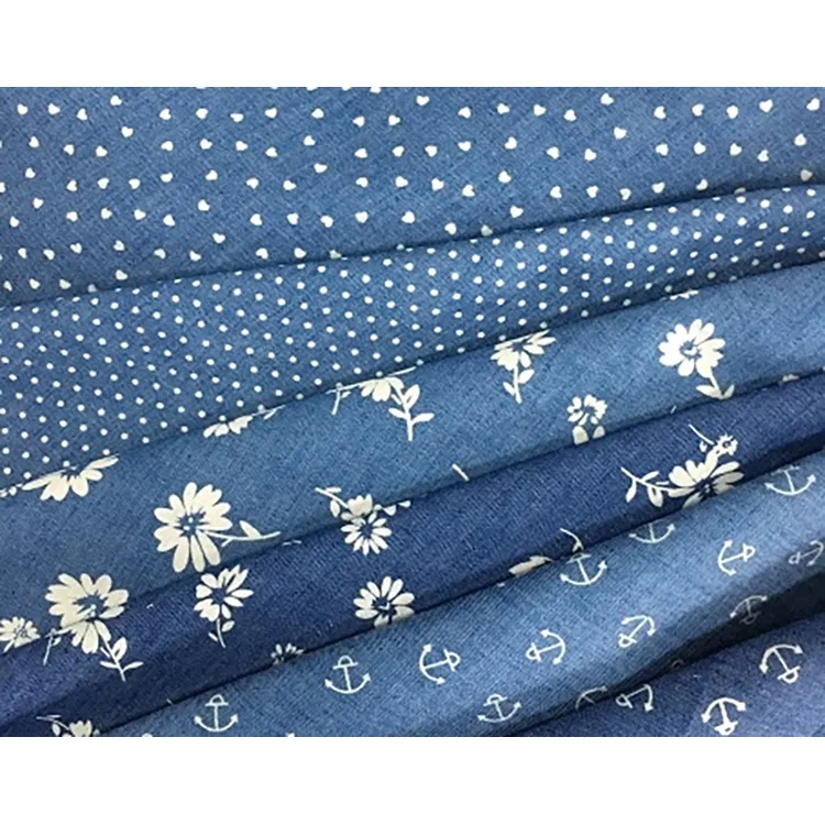 57/58" Print Woven Cotton Denim Fabric With Low Prices