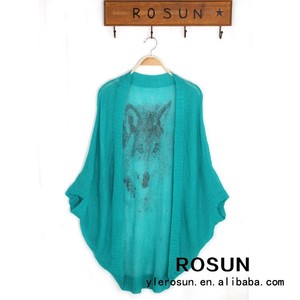 Mode coréenne gros loupimprimé. prix merveilleux pull en tricot cardigan manchon bat - Product Image 1