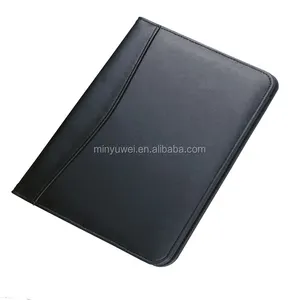 Custom Logo Embossed A5 size faux Leather Compendium Pu Portfolio File Folder with card slots memo pad