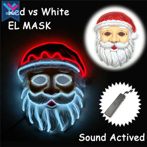 Masque de Père Noël en PVC lumineux à LED pour <span class=keywords><strong>cosplay</strong></span> et décoration de Noël, masque de costume avec fil EL - Product Image 3