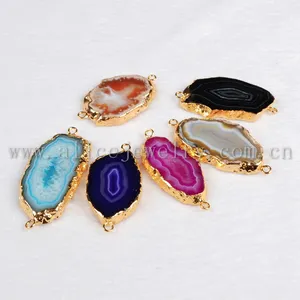 Fashion flat druzy agate slice jewelry charms 18k gold jewelry pendant