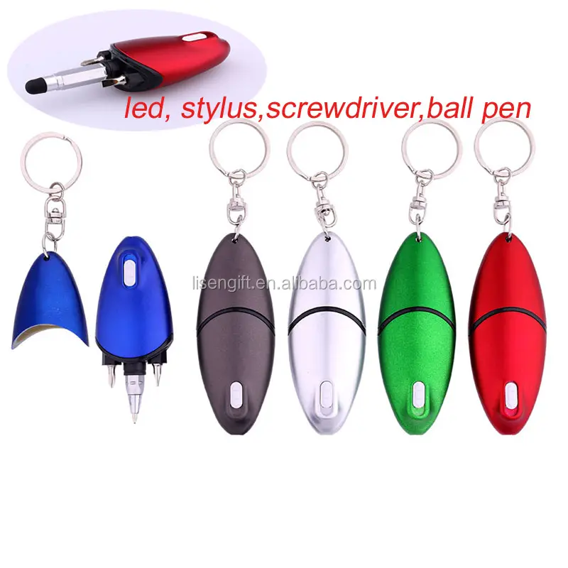 Mini stylus touch screen pen dengan Obeng LED Gantungan kunci