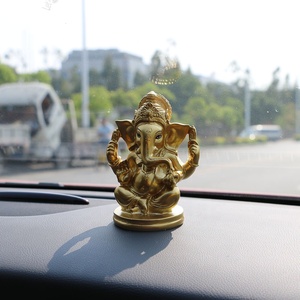 4.72 Inch High Hand Painting Poly Stone <strong>Gold</strong> Color Indian God Ganesha <strong>Statue</strong> for Car Decor Hindu Lord Ganesh <strong>Statue</strong> - Product Image 6