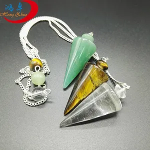 HZ 크리스탈 보석 천연 보석 크리스탈 범용 실버 다우징 진자 - Product Image 1