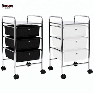 Electric Standing Type Double Tier Iron Folding <b>Trolley</b> Cart for Dish and Bowl Eco-Friendly White Living Room Storage Rack - Product Image 6