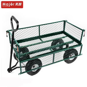 Chariot de jardin résistant de vente directe d'usine de la Chine avec le plateau en métal et la roue quatre gonflable - Product Image 5