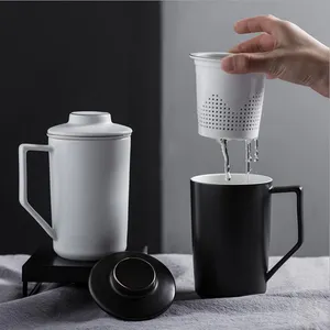 UCHOME 陶瓷瓷茶杯与输液器过滤器和盖子