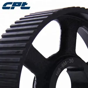 Puleggia dentata per cinghia di distribuzione da 8M per larghezza 30mm con foro cilindrico e boccola conica, trattamento superficiale in ossido nero OEM, certificazione ISO9001 - Product Image 5