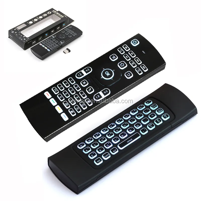 MX3 Air mouse remote control with Backlit keyboard with IR learning function for Android TV box and Smart TV and Windows